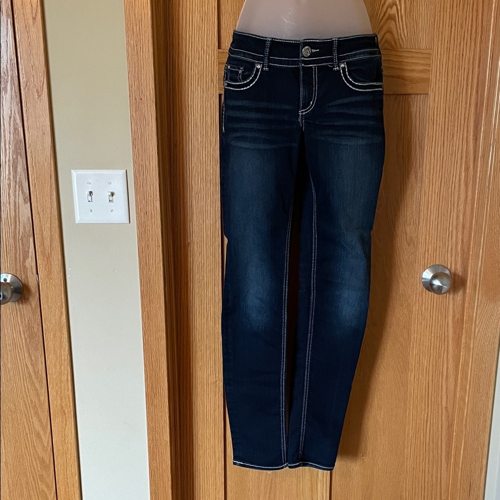 Maurices Indigo Straight Leg Jeans with Contrast Stitching